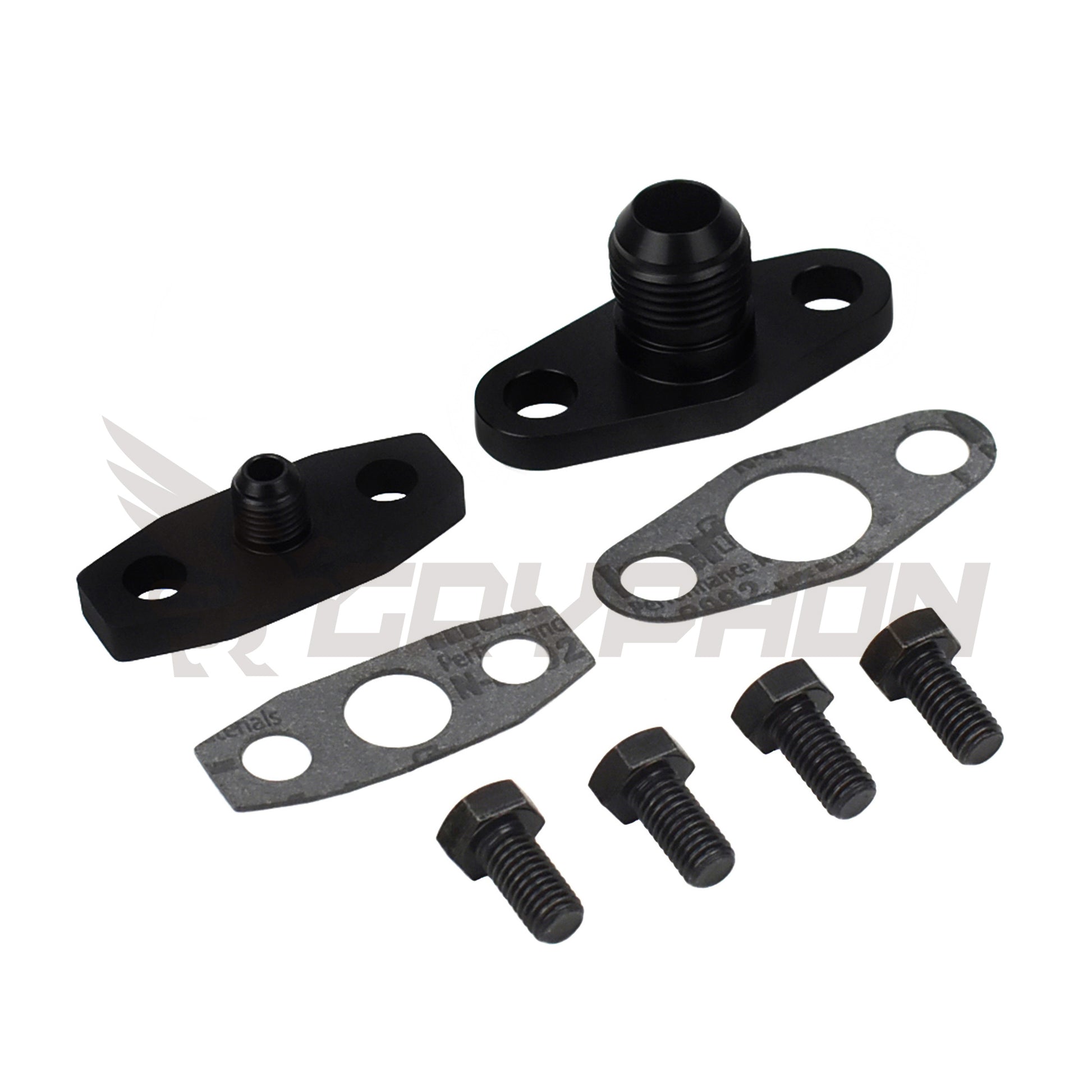Turbo oil feed and return flange fittings for Garrett G-Series G40 G42 G45