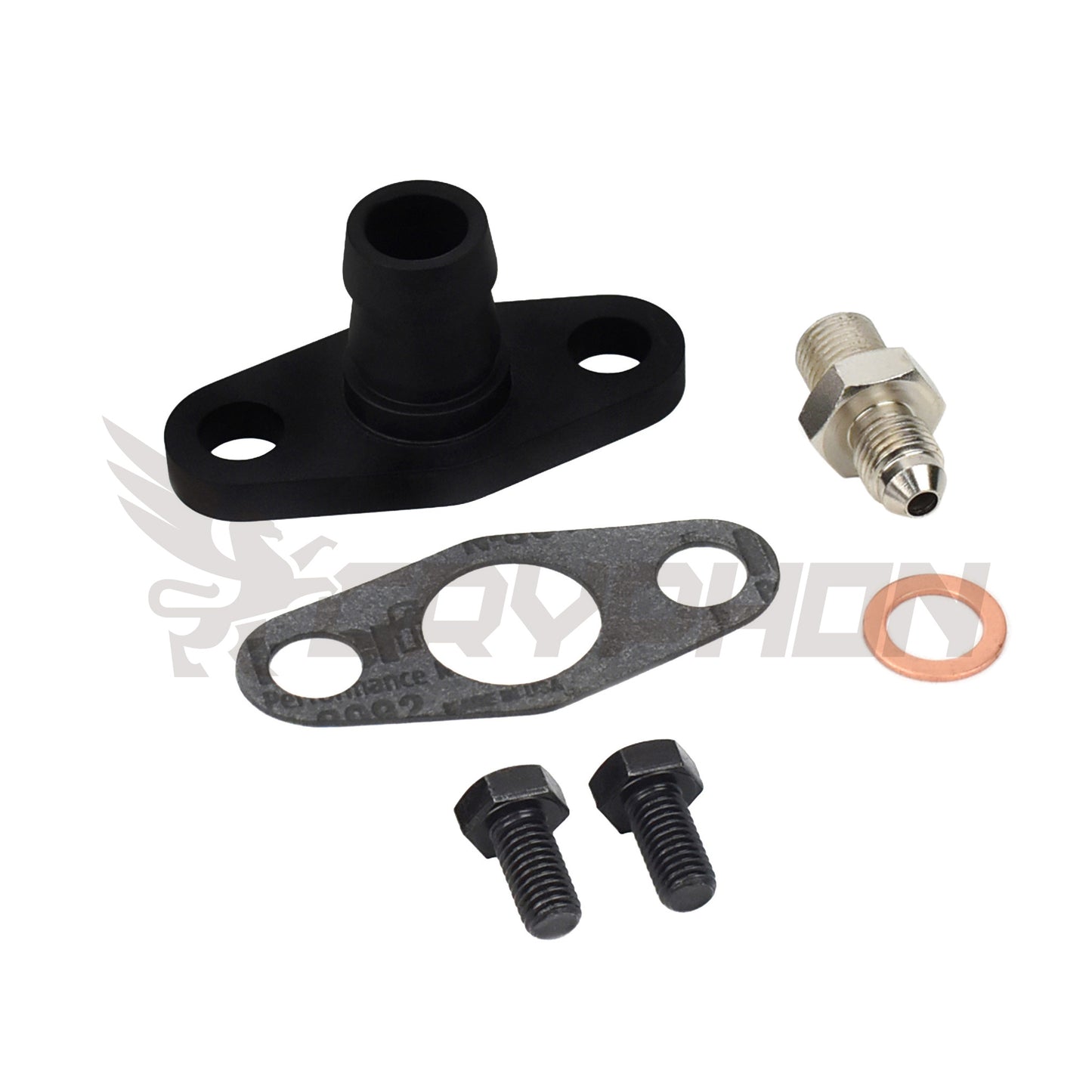 Holset HX30 HX35 HX40 turbo oil feed and return kit with 4AN fittings and 3/4" barb return flange