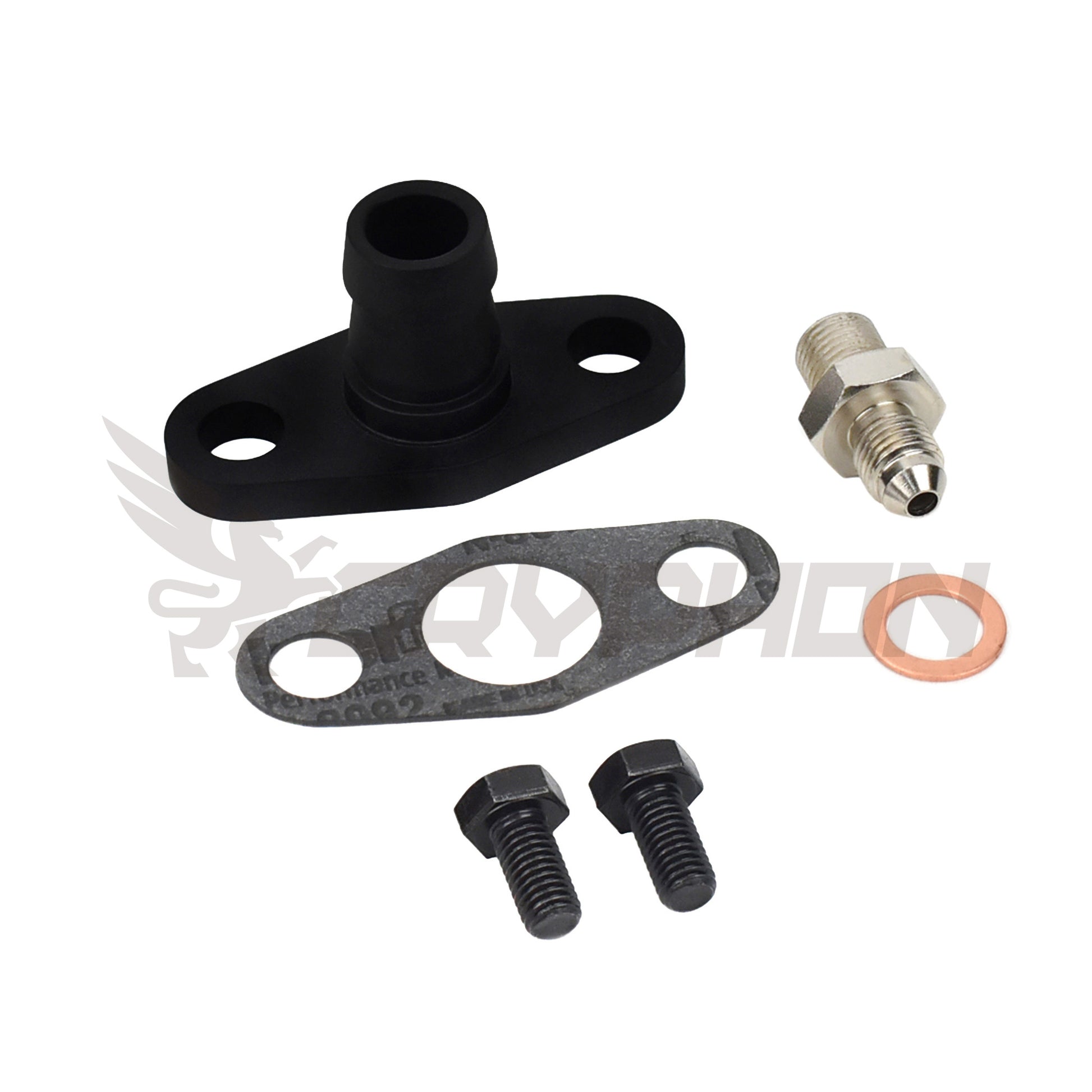 Holset HX30 HX35 HX40 turbo oil feed and return kit with 4AN fittings and 3/4" barb return flange