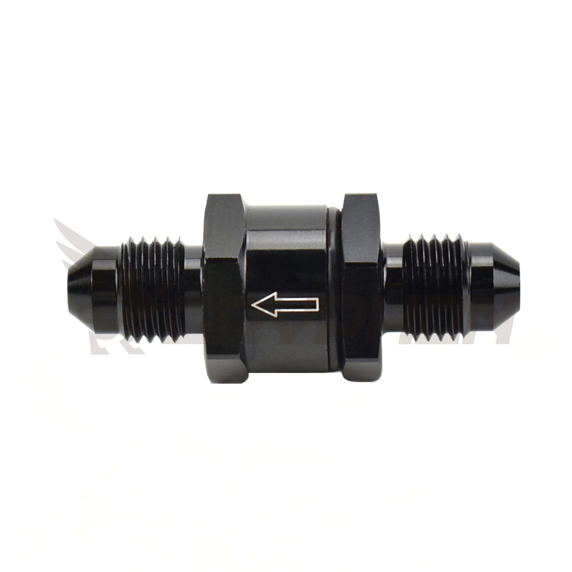 CNC-machined 6061-T6 aluminum inline oil filter housing for AN4 fittings