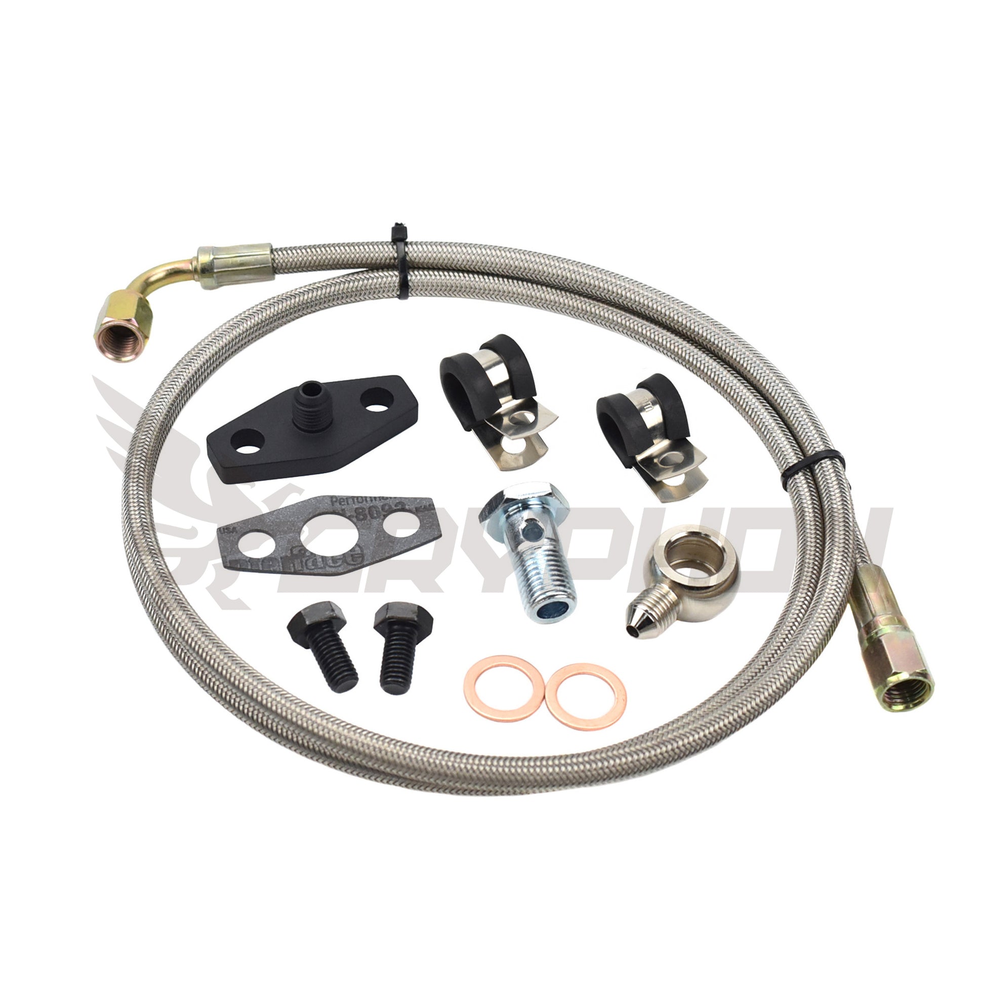 GryphonTek Turbo Oil Feed Line Kit for Mercedes-Benz OM617 300D 300TD - PTFE Braided Line for Garrett TA0301