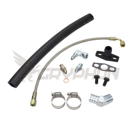 GryphonTek Complete Turbo Oil Feed and Return Line Kit for Mazda MX-5 Miata NA with Garrett GT25R GT28R.