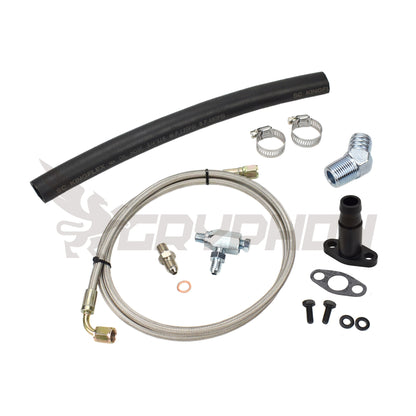 GryphonTek Complete Turbo Oil Feed and Return Line Kit for Mazda MX-5 Miata NA NB - PTFE Braided and NBR Solution.