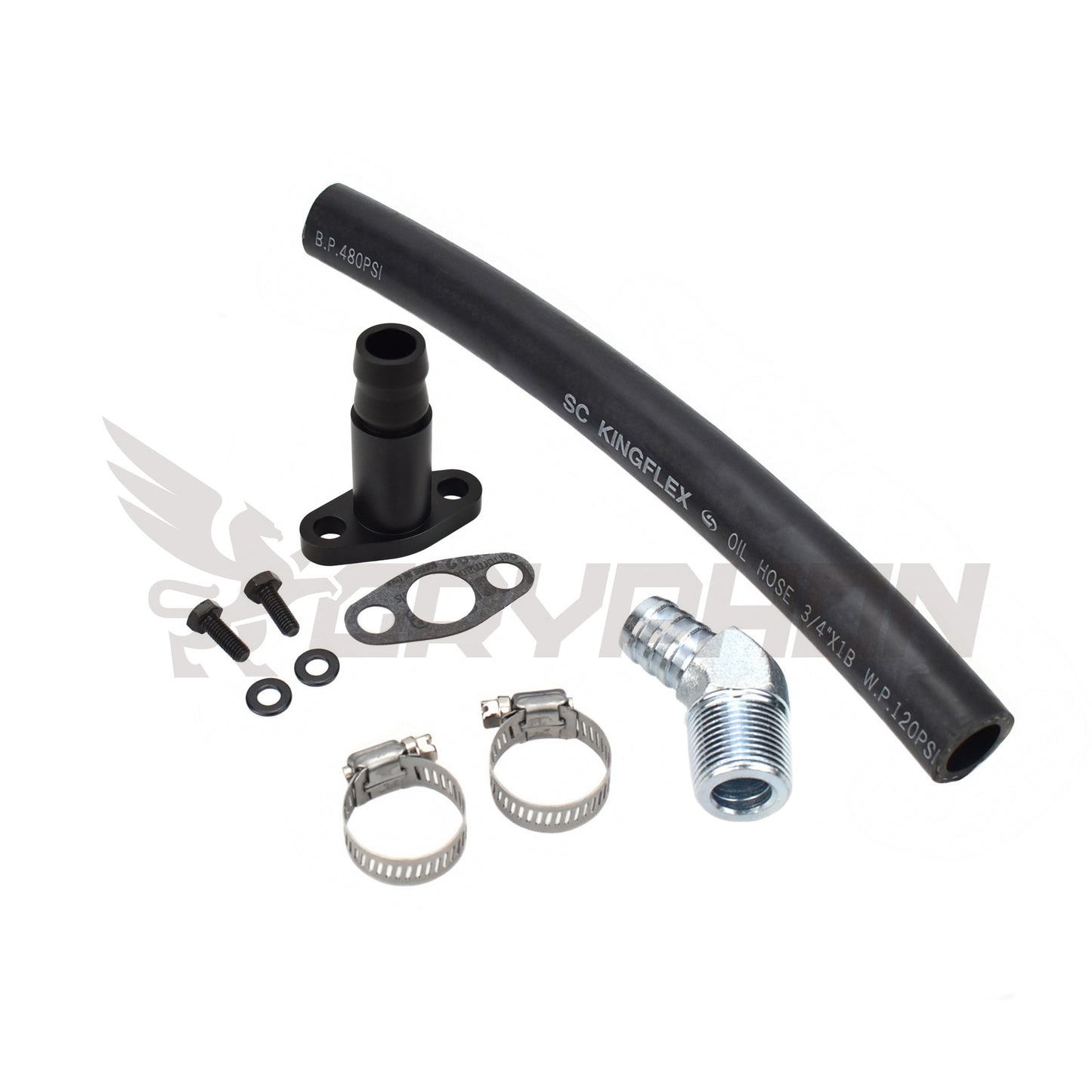 GryphonTek Complete Turbo Oil Drain Hose Kit for Mazda MX-5 Miata NA NB - Billet VJ35 Flange and NBR Hose.