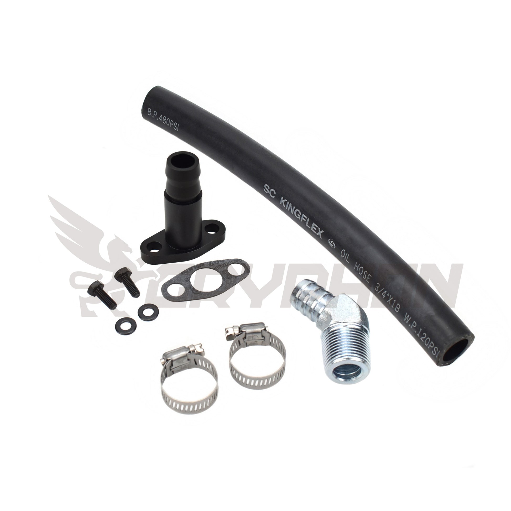 GryphonTek Complete Turbo Oil Drain Hose Kit for Mazda MX-5 Miata NA NB - Billet VJ35 Flange and NBR Hose.