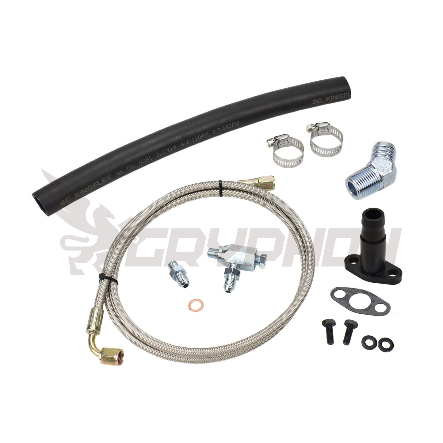 GryphonTek Complete Turbo Oil Feed and Return Line Kit for Mazda MX-5 Miata NA NB - PTFE Braided and NBR Solution.