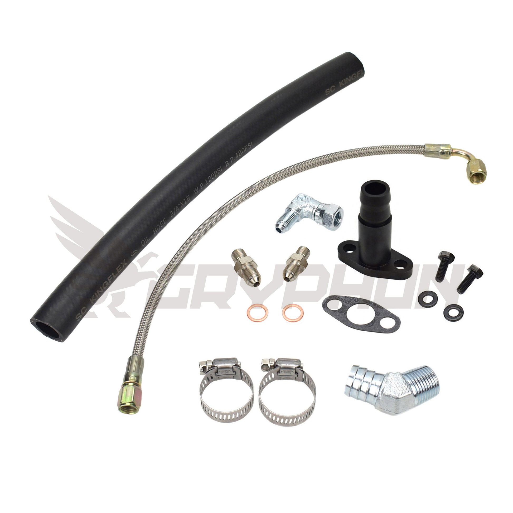 GryphonTek Complete Turbo Oil Feed and Return Line Kit for Mazda MX-5 Miata early NA - PTFE Braided and NBR Solution.