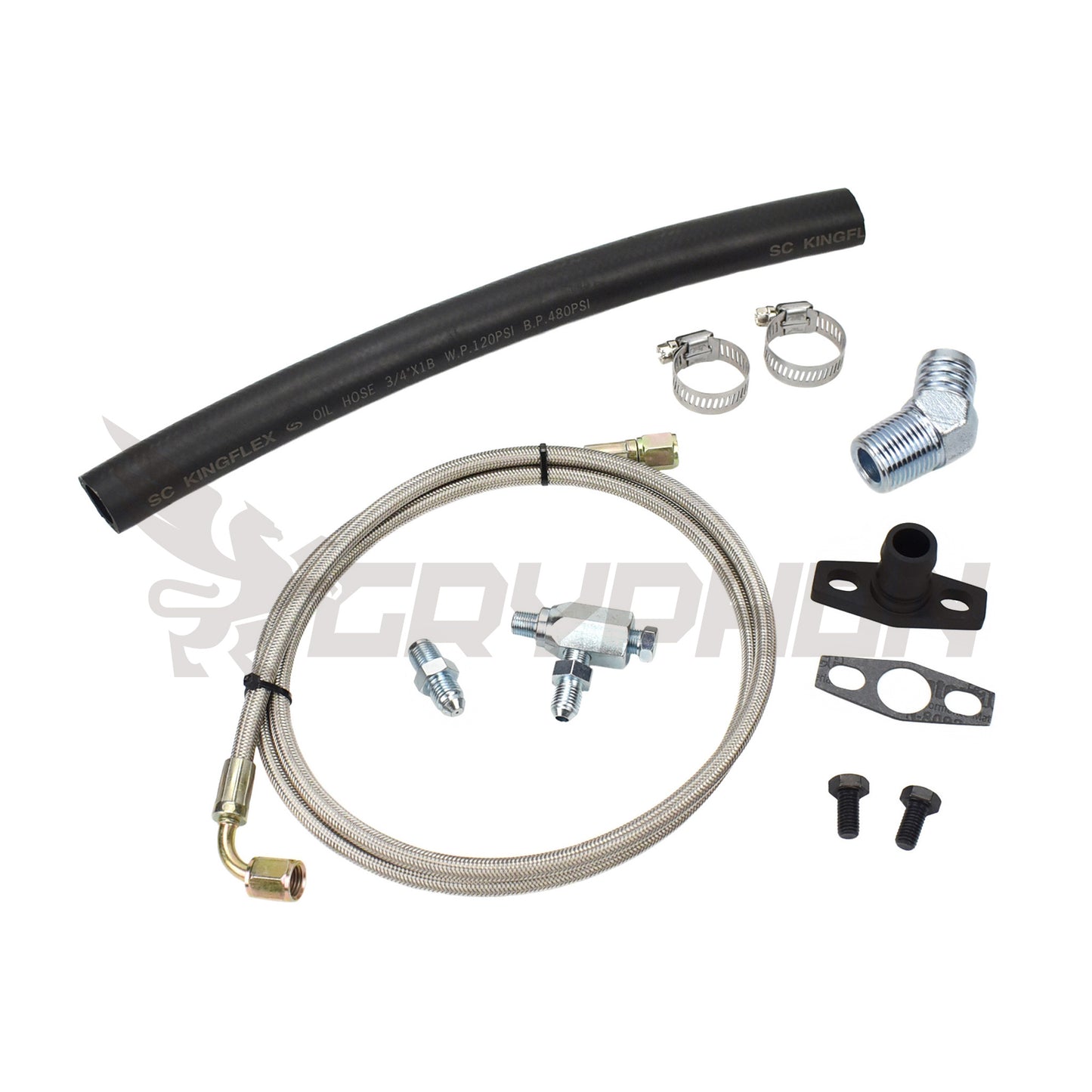 GryphonTek Complete Turbo Oil Feed and Return Line Kit for Mazda MX-5 Miata NB with Garrett GT25R GT28R.
