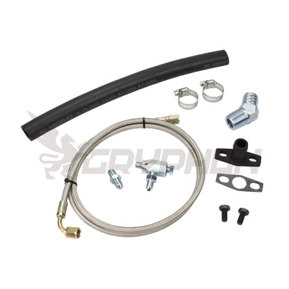 GryphonTek Complete Turbo Oil Feed and Return Line Kit for Mazda MX-5 Miata NB with Garrett GT25R GT28R.