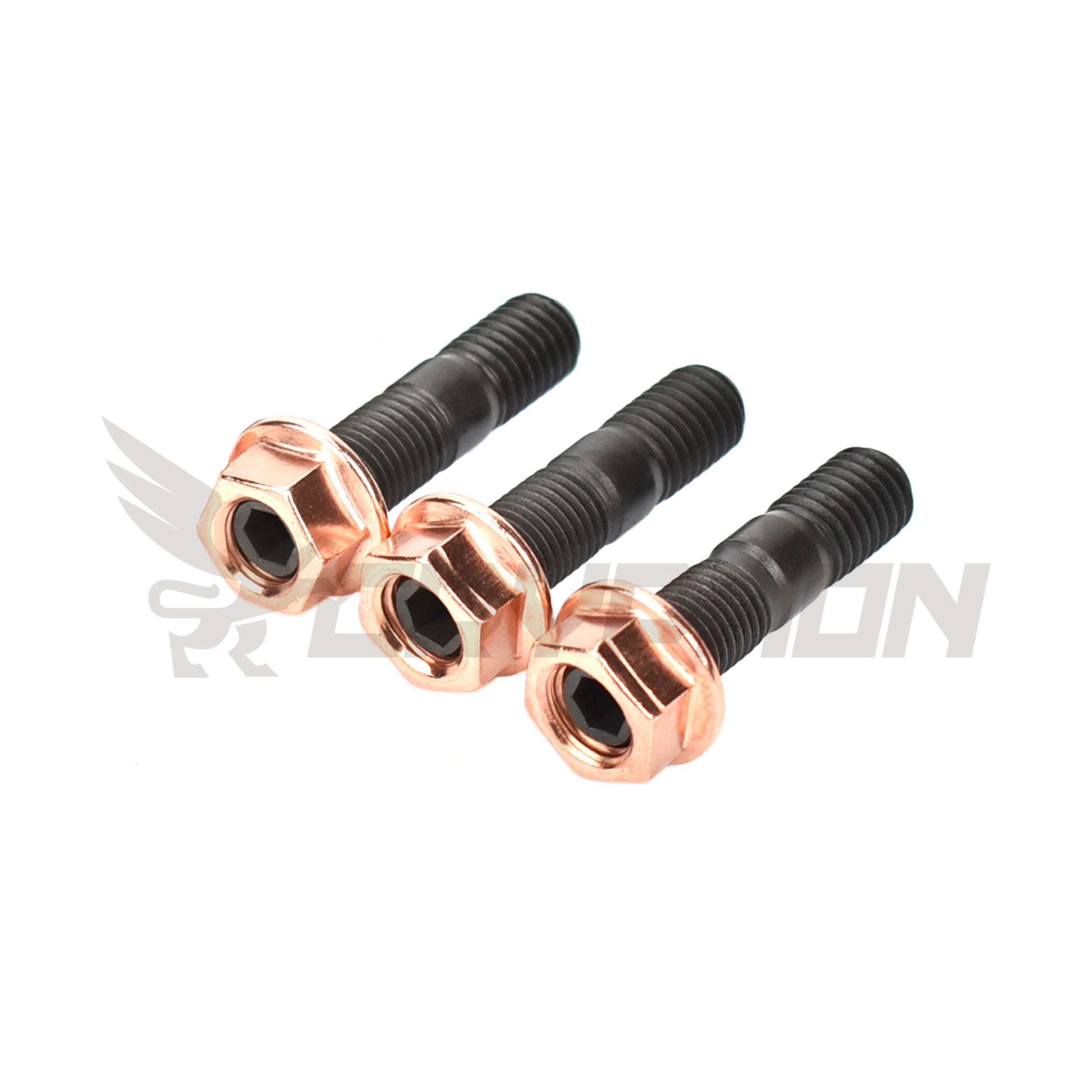 Turbo inlet stud nut kit for Nissan YD25DDTI engines, featuring S35C carbon steel inner-hex studs with phosphate finish and locking flange nuts for D22, Cabstar, Navara, and NP300 applications.