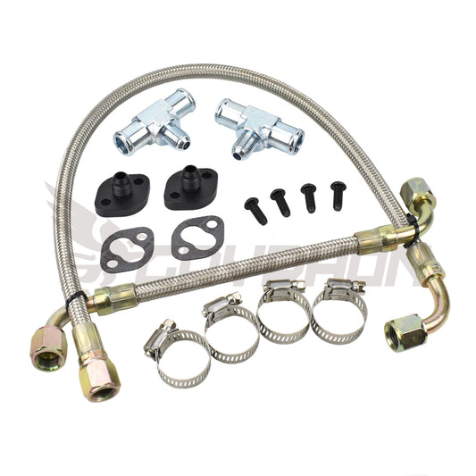 Turbo water line kit with 6AN braided hoses for Toyota Hilux 3L 5L 5LE N/A diesel engines upgraded to CT20 turbo