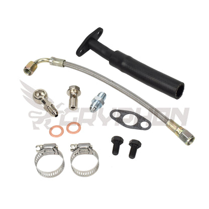 GryphonTek Complete Turbo Oil Feed and Return Line Kit for Subaru EJ20 EJ25 with Garrett GT28R GT30R - Full Oiling Loop Upgrade.