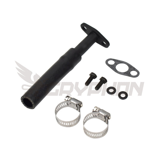 GryphonTek Complete Turbo Oil Drain Kit for Subaru WRX STI EJ20 EJ25 - Includes Electro-Black Pipe, NBR Hose, and N-8092 Gasket.