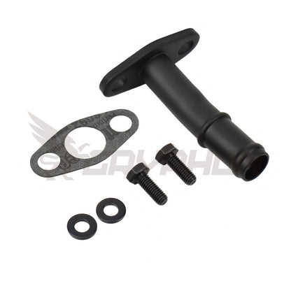 GryphonTek Electro-Black Steel Turbo Oil Drain Pipe for Subaru EJ20 EJ25 - Precision Flange with Interface N-8092 Gasket.