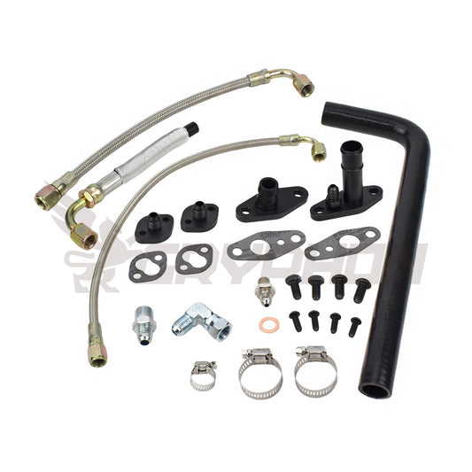GryphonTek Complete Turbo Oil and Water Line Kit for Toyota Land Cruiser 12H-T HJ61 - High-Temp PTFE Braided Stainless Steel.