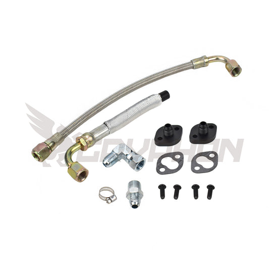 GryphonTek Complete -6AN High-Flow Turbo Water Line Kit for Toyota Land Cruiser 12H-T HJ61 - Braided PTFE Stainless Steel.