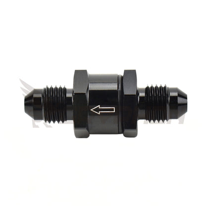 This handy device with -4 AN male to male allows the user to install the inline oil filter with any braided line with -4 AN hose end.