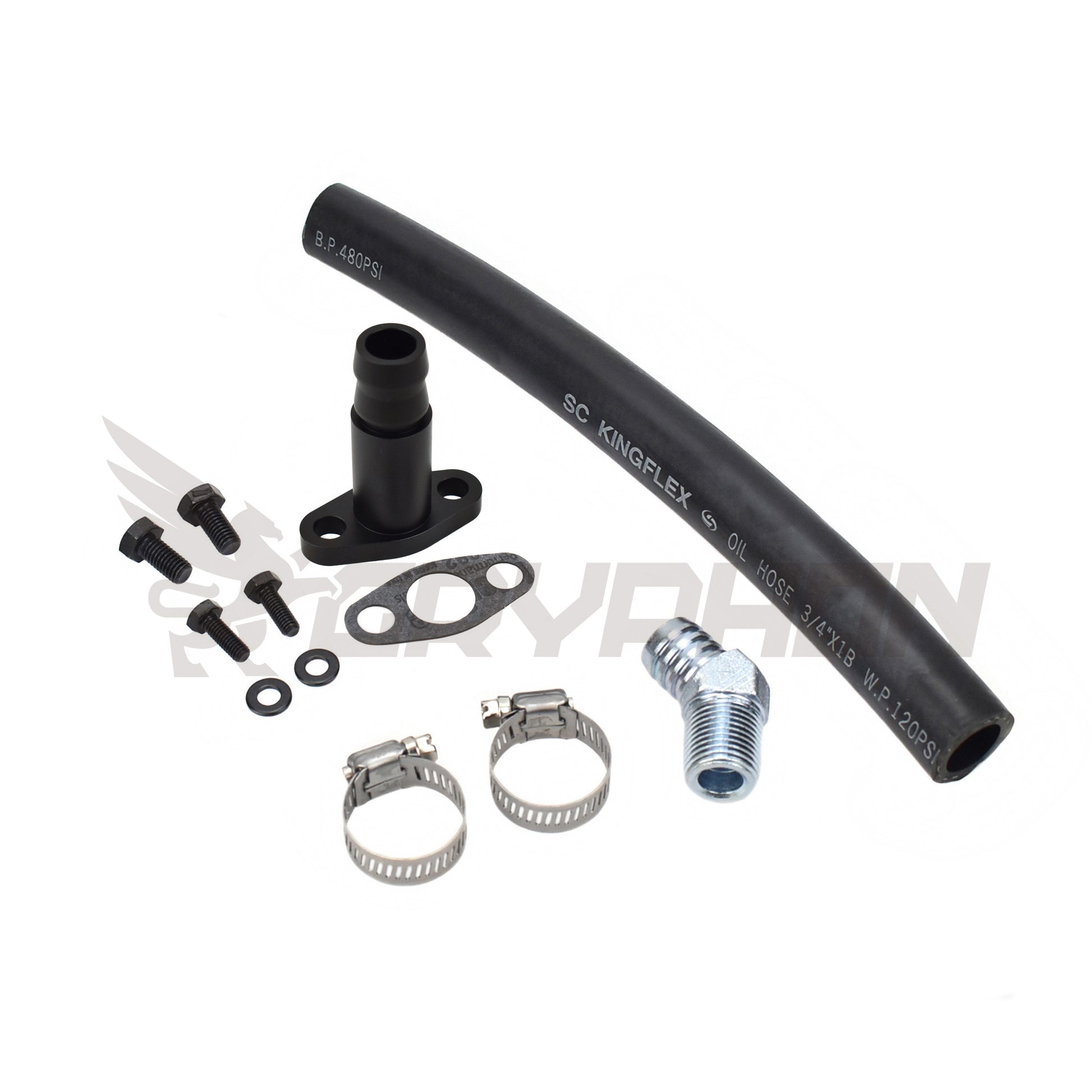 Turbo Oil Drain Hose Kit Mazda MX5 Miata MK1 MK2 MK2.5 with Holset HE221W turbo.