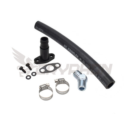 Turbo Oil Drain Hose Kit Mazda MX5 Miata MK1 MK2 MK2.5 with Holset HE221W turbo.