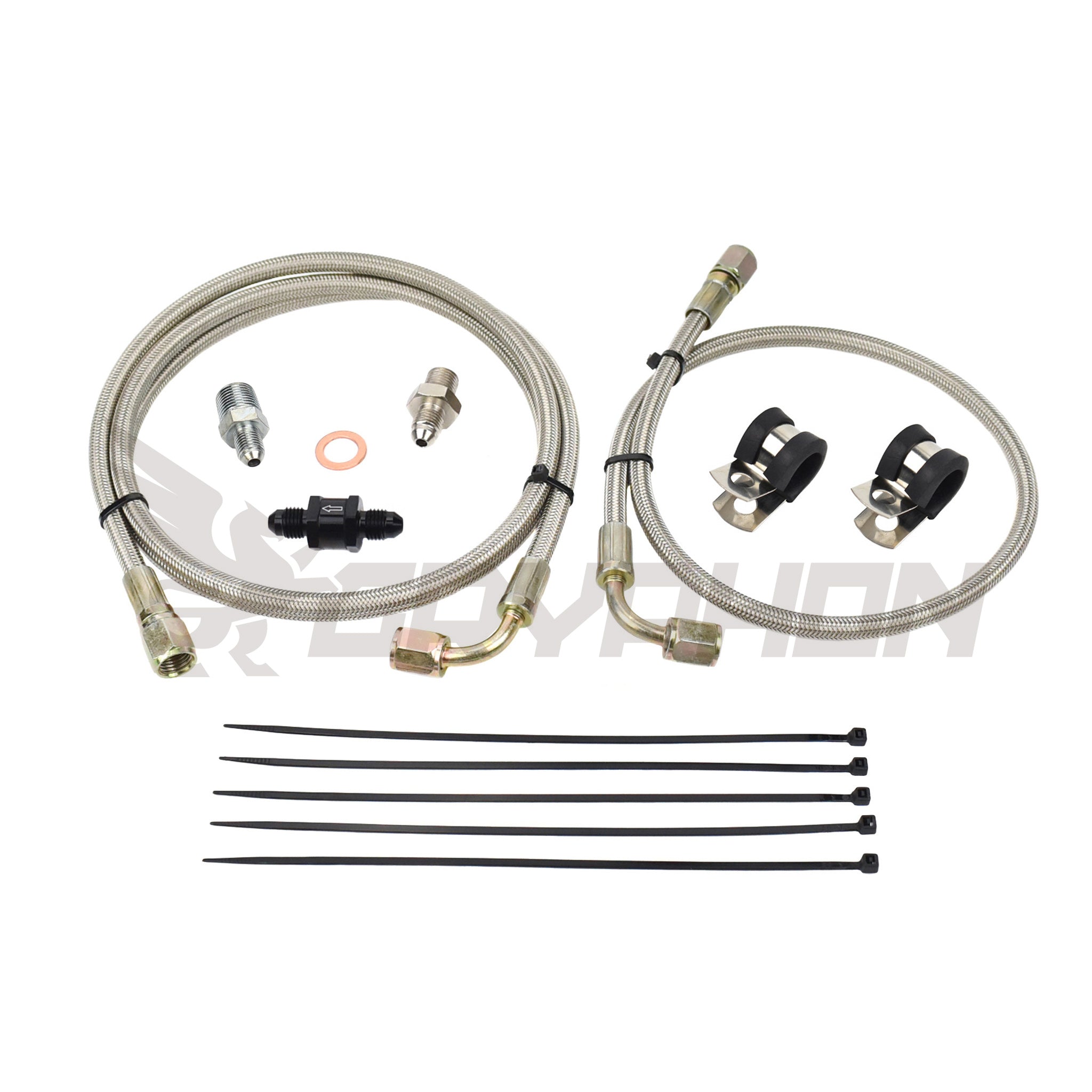 Turbo Oil Feed Line Kit 4G63T EVO 49 Holset HX30 HX35 (Filter Locatio