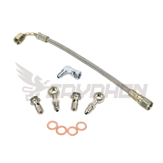 Braided turbo oil feed line kit for Nissan 180SX Silvia S13 CA18DET CA18DT with BorgWarner EFR turbo.