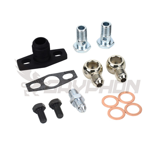 Turbo oil and water fittings for Garrett T25 T28 TB25 TB28 journal bearing turbo.