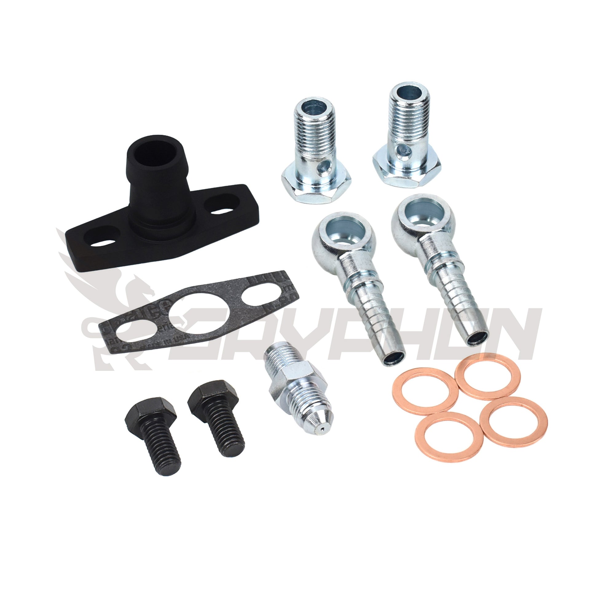 Turbo oil and water fittings for Garrett T25 T28 TB25 TB28 journal bearing turbo.
