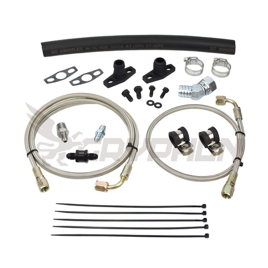 Turbo Oil Feed Return Line Kit 4G63T EVO 4~9 Garrett GT30R GT35R (Filter Location)