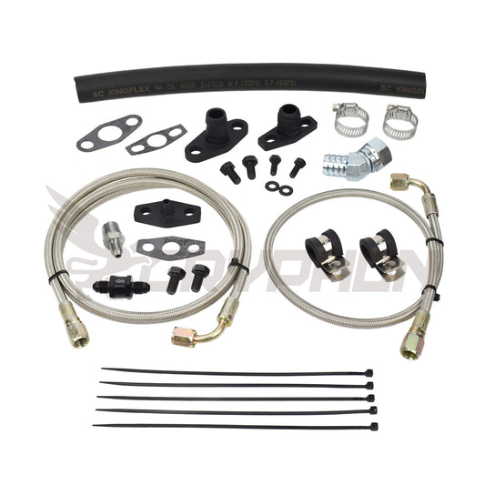 Turbo Oil Feed Return Line Kit 4G63T EVO 4~9 Garrett T3 T4 (Filter Location)