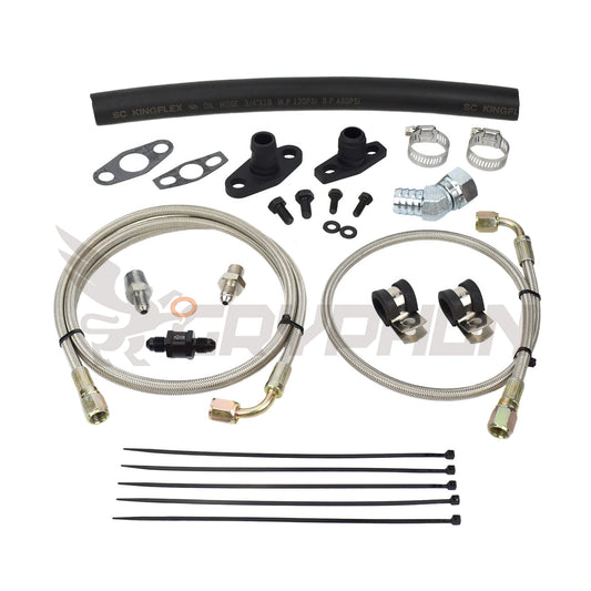 Turbo Oil Feed Return Line Kit 4G63T EVO 4~9 Holset HX30 HX35 (Filter Location)