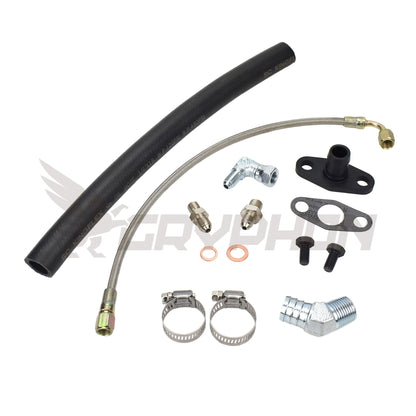 Turbo Oil Feed Return Line Kit for Mazda MX5 Miata Early MK1 engine with Holset HX30 turbo.