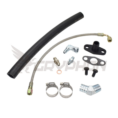 Turbo Oil Feed Return Line Kit for Mazda MX5 Miata Early MK1 engine with Precision PTE turbo.