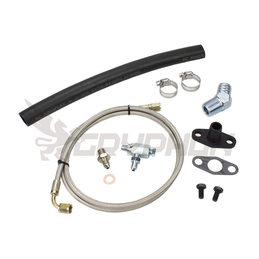 Turbo Oil Feed Return Line Kit for Mazda MX5 Miata Late MK1 MK2 MK2.5 with Holset HX30 turbo.