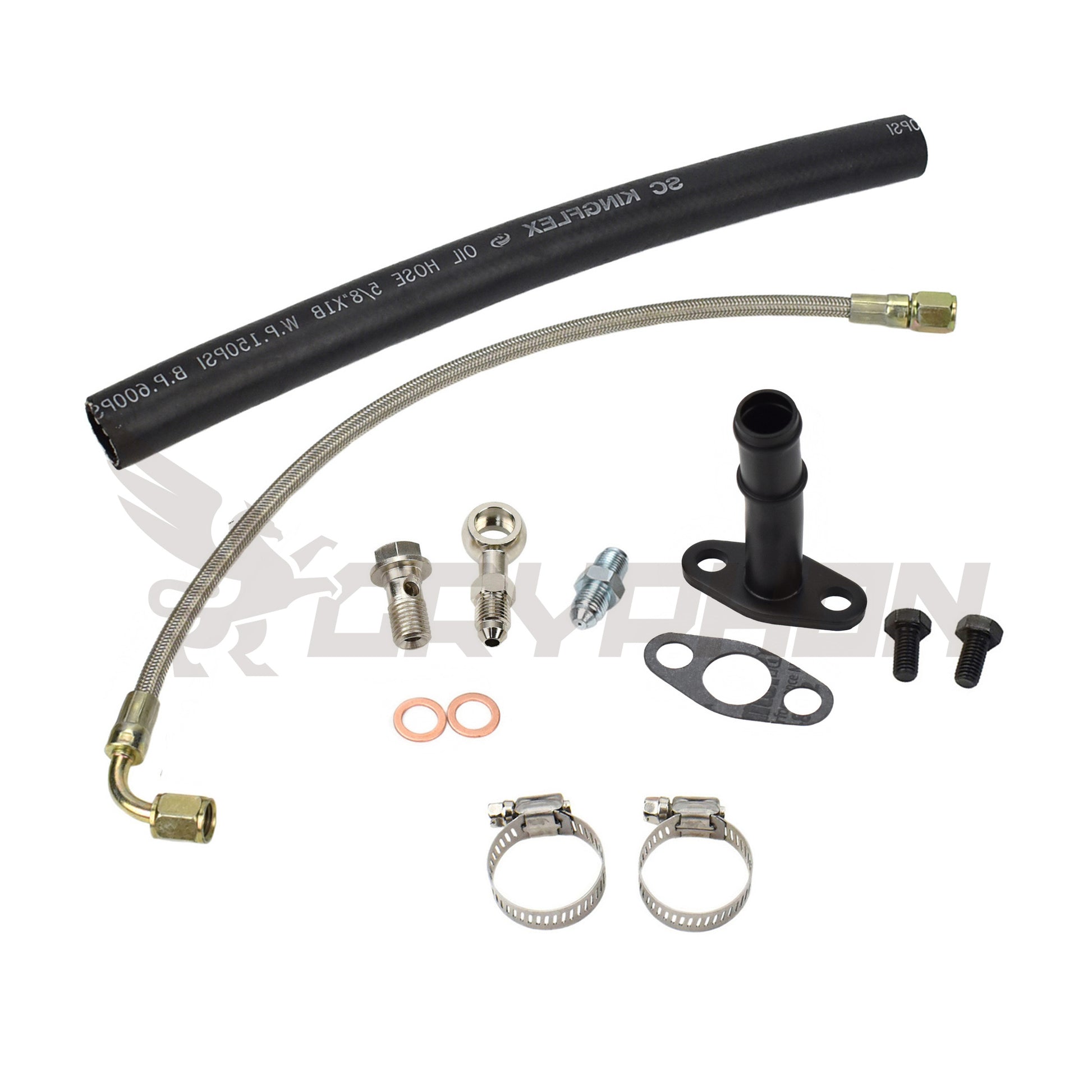 Turbo Oil Feed Return Line Kit for Nissan 180SX Silvia S13 CA18DET CA18DT with Garrett GT25R GT28R ball bearing turbo.