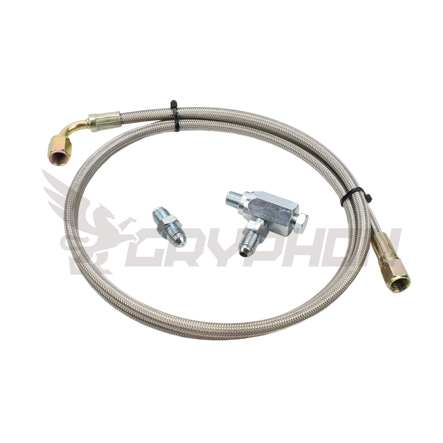 Braided Turbo Oil Feed Line Kit for Mazda MX5 Miata Late MK1, MK2, MK2.5 engine with Garrett GT25R GT28R ball bearing turbo.