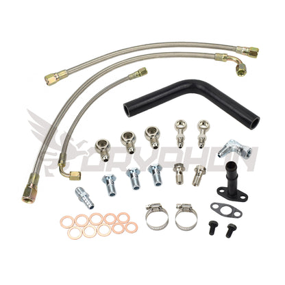 Turbo Oil Water Line Kit for Nissan 180SX Silvia S13 CA18DET CA18DT with Garrett T25 T28 journal bearing turbo.