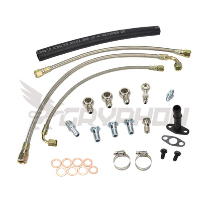 Turbo Oil Water Line Kit for Nissan 180SX Silvia S13 CA18DET CA18DT with Garrett T25 T28 journal bearing turbo.
