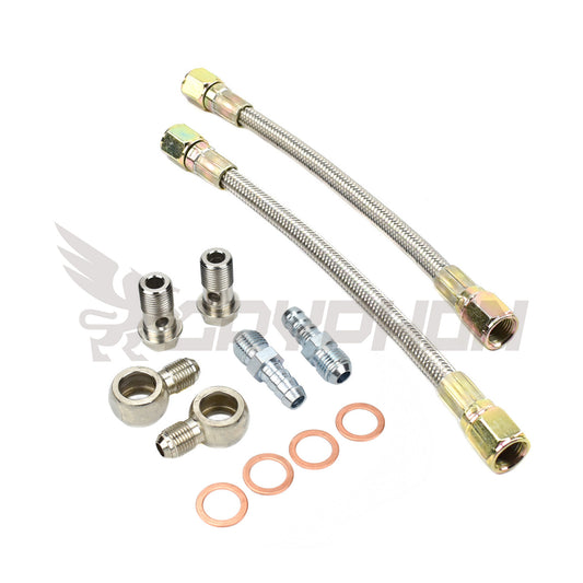 Universal Turbo Water Line Kit 6AN 3/8" Hose Straight to Straight M16x1.5